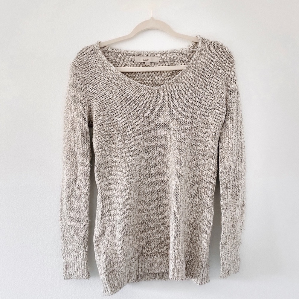 LOFT gray knit sweater